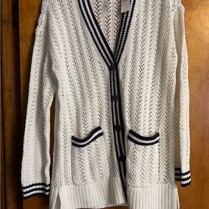 Brand New with Tags. Lou & Grey Navy and White Cardigan Sweater